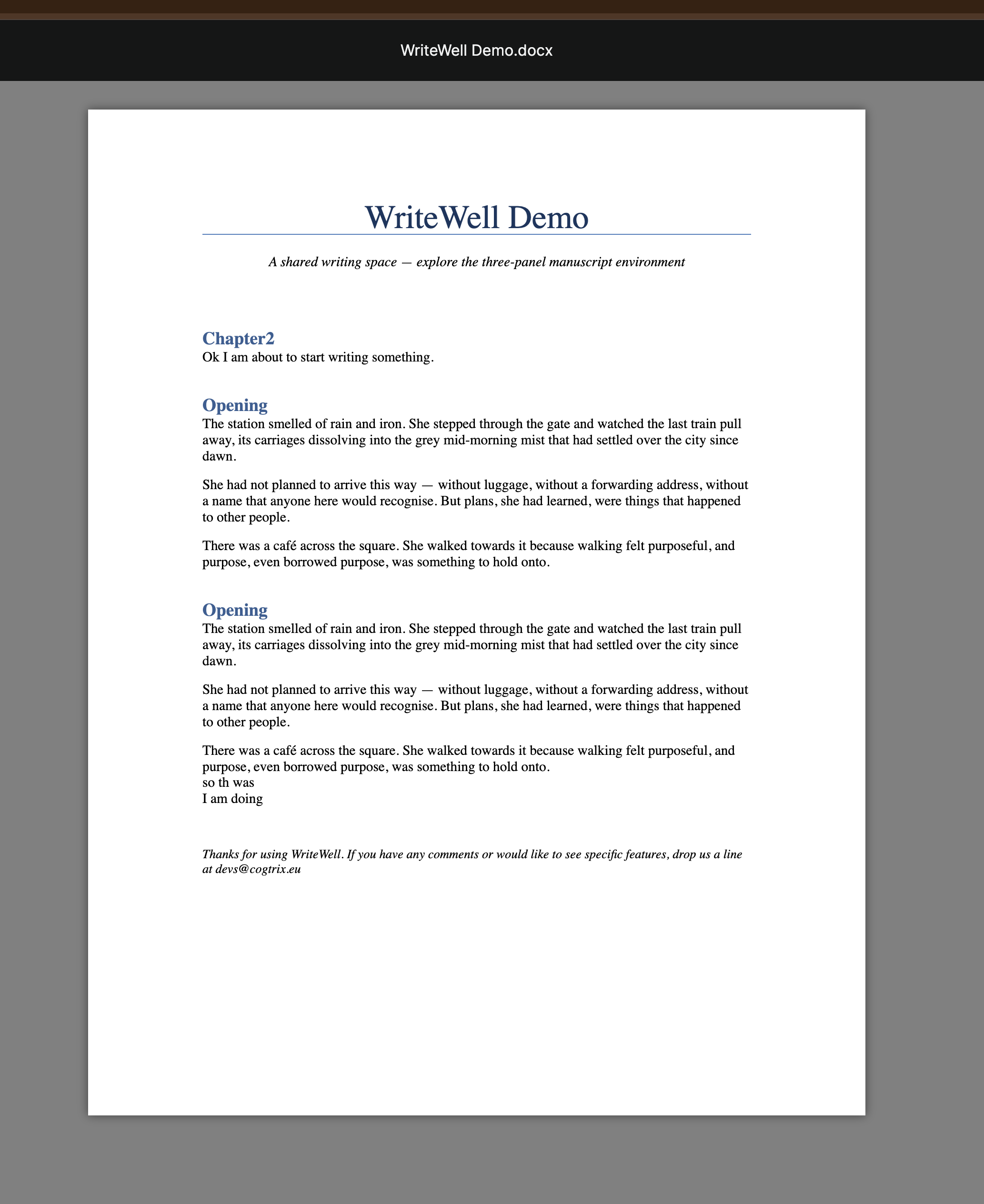 Word export preview